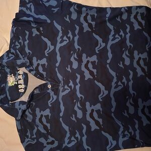 TailorByrd Navy and Light Blue Camo Polo